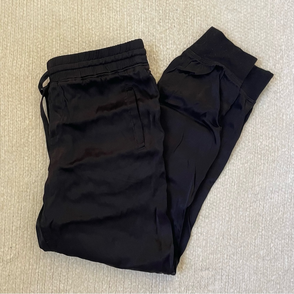 Black Silk Jogger Pants